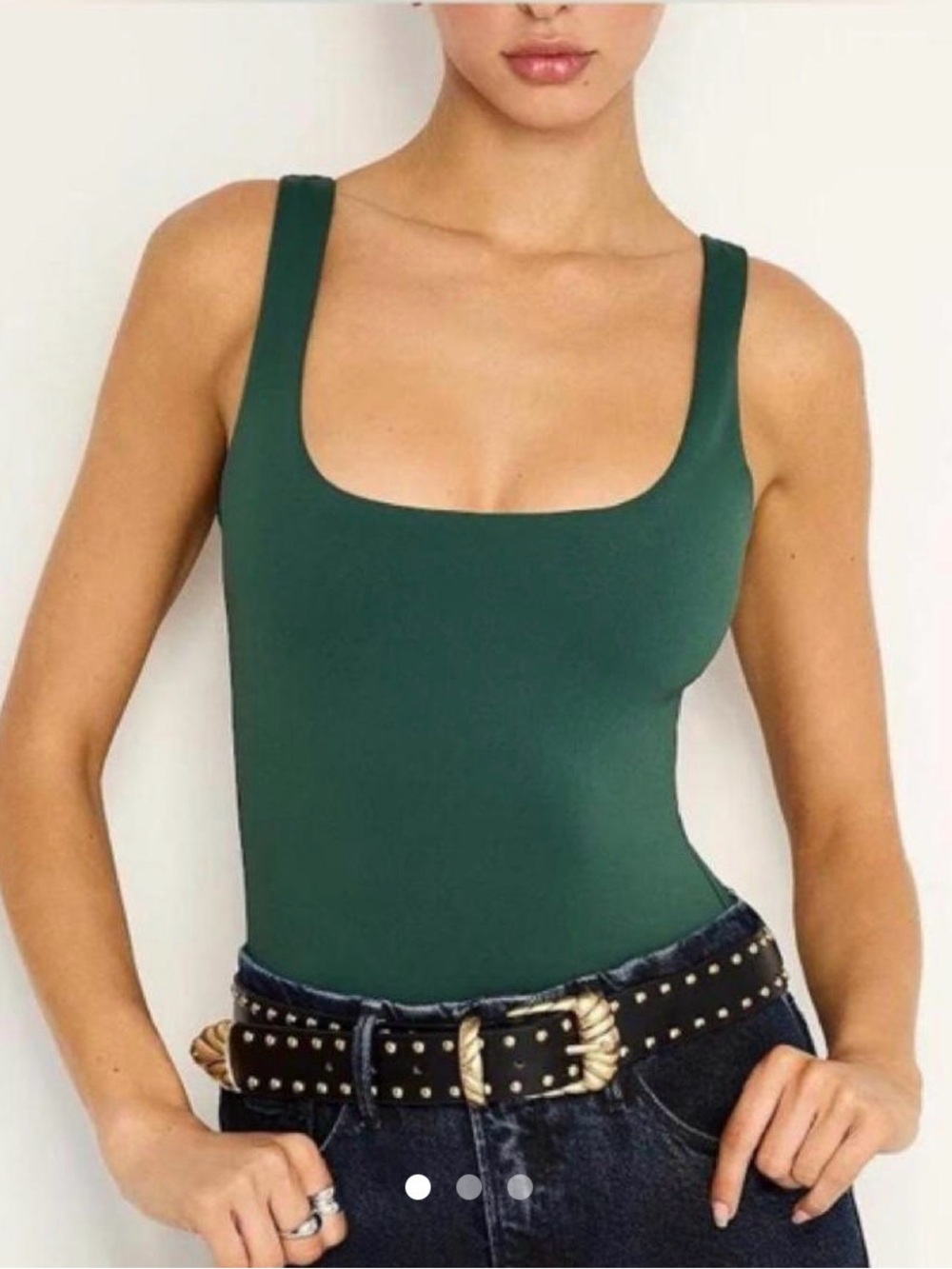 Good American Dark Green Scoop-Back One-Piece Swimsuit